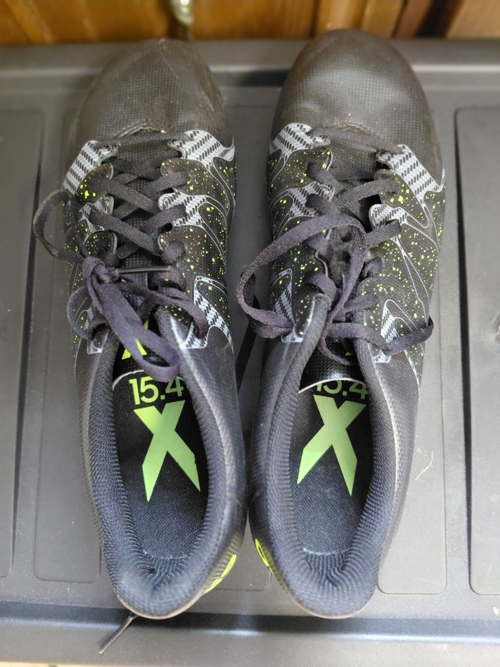 adidas X 15.4 Men's Black Soccer Shoes with Neon Green Accents